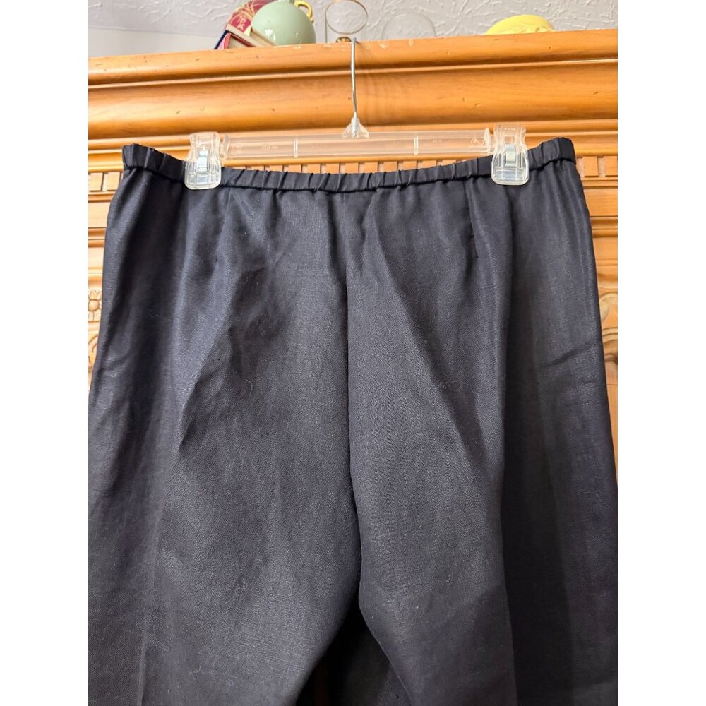 Vtg Liz Claiborne Audra Womens Black Linen Wide-Leg Pants Size 10 Comfortable - Picture 5 of 13